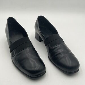 Munro American Mary Jane Loafers Womens Size 7N Black Leather Block Heel Slip On
